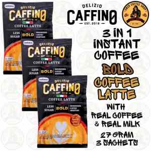 Delizio Caffino 3 in 1 Instant Coffee Bold Coffee Latte with Real Coffee & Real Milk 27 Gram 6 Sachets
