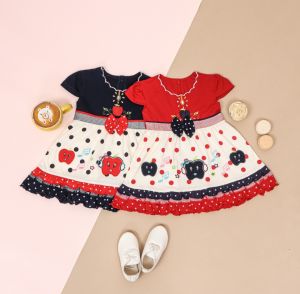 Dress Bayi Perempuan Permata Apel untuk Anak 6-18 Bulan Free Celana Dalam Bayi Murah Terjangkau / Dress Baby Gaun Bayi Bahan Katun / Bisa COD Bayar di Tempat