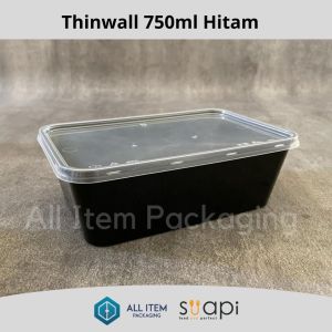 Thinwall Suapi 750ml Hitam / Kotak Makan / Food Container isi 25 Pcs
