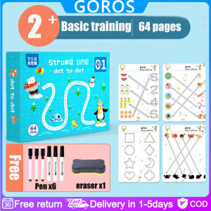 【In stock】 Early education childrens drawing book logical thinking training coloring and erasable writing materials childrens education kindergarten practice digital focus thinking entry basic card preschool toy homework copybook learning can be reused