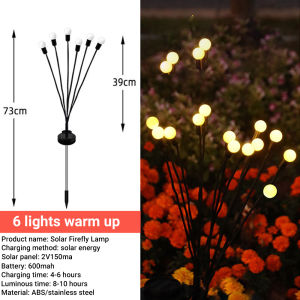 Solar Firefly Lights Outdoor Waterproof Led Garden Lawn Lamp Garden Light Solar Energy Swing By Wind Courtyard Patio Decoration