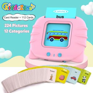 KiddoZone Enlightenment Cognitive Materials for kids Card Reader Literacy Picture English Language Learning Interactive Eye Protection listening and reading audio toys Educational Learning machine Children Gift