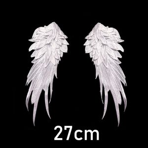 Sepasang Bordir Sayap Tempel White Angel Wing Embroidered Applique Sewing