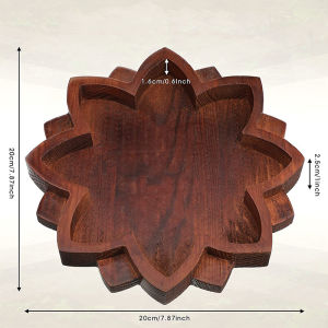 Wooden Lotus Crystal Tray Water Resistant Design for Bathroom Essential Oils Stone Storage