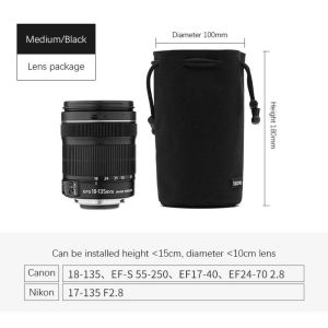 OFTBT Dây đeo có thể điều chỉnh Túi đựng máy ảnh Chống bụi Túi bên trong Túi bảo vệ chụp ảnh Bảo vệ nhung Túi xách Túi dây rút DSLR Nam