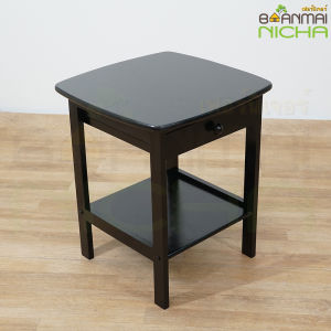 โต๊ะหัวเตียง โต๊ะวางของ โต๊ะเอนกประสงค์ ไม้ยางพารา (มีลิ้นชัก) Size : 48x38x56 cm. Baanmainicha บ้านไม้ณิชา