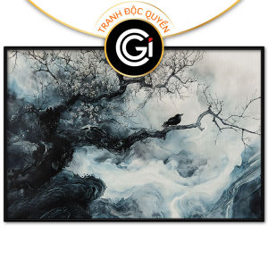 Tranh treo tường tranh dán tường Canvas thủy mặc phong cảnh thác nước. CGI-324