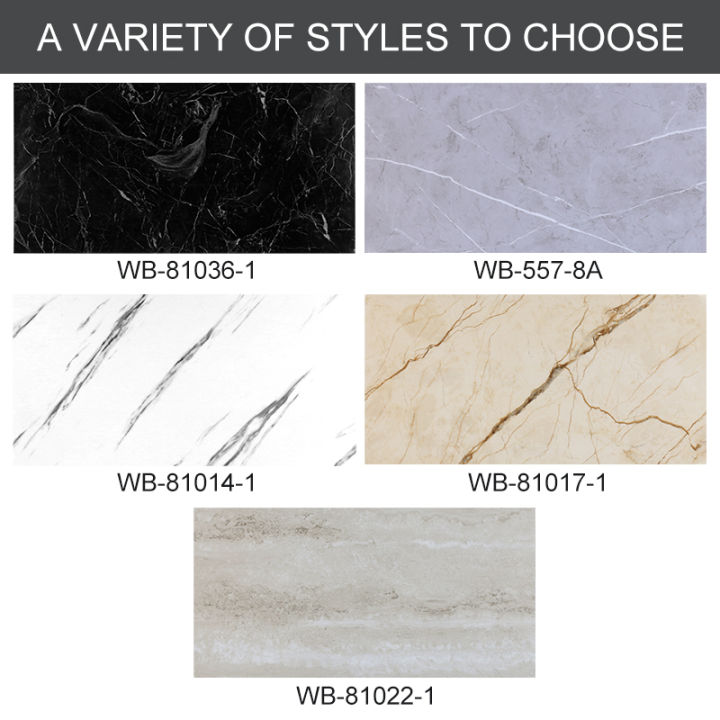 Peel & Stick Marble Tile Stickers - 10PCS 60x30cm Waterproof PVC Wall Panels For Kitchen, Bathroom