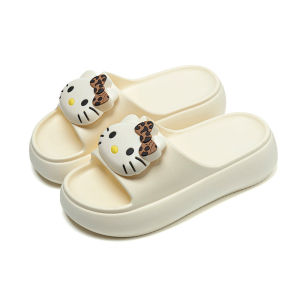 [Free Shipping] KT Cat Thick-Soled Outdoor Flip-Flops Womens High-Heeled Casual Sandals Ladies Beach Shoes Home Slippers for Women