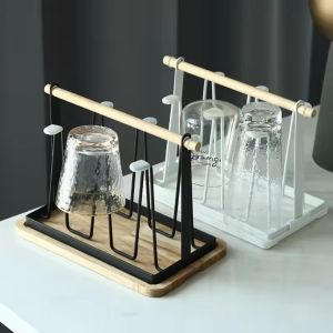 Japanese Kitchen Utensils Wrought Iron Cup Holder Creative Household Drain Cup Shelf for Kitchen Cup Storage Rack Hanging Drainer Storage