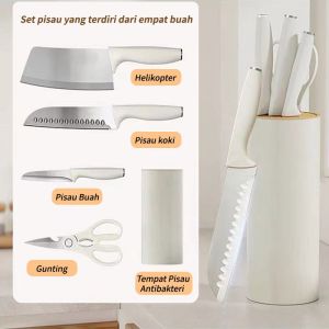 Kitchen Knife Set 5pcs Stainless Steel Precision Knife Chefs Knife Bread Knife Cleaver Scissor