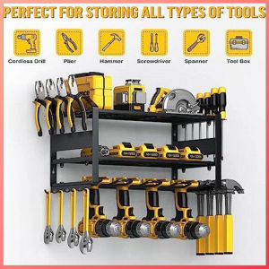 Hand Power Tools Organizer Rack Wall Tool Organizer Rack Garage Tool Drill Holder Storage Heavy Duty Metal Utility Tool Shelf Mount