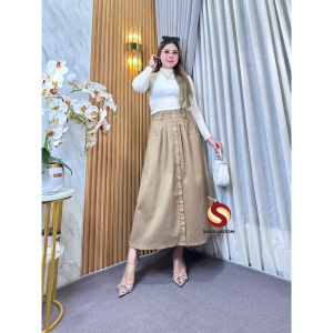 Sakaaboom Rok Korean Style Nuna Skirt Katun Twill Premium Kancing Depan