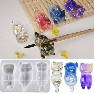Khuôn Móc chìa khóa Silicone Mặt dây chuyền Khuôn mèo nhỏ hình DIY làm bằng tay công cụ làm cho Keychain trang trí