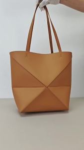 New Puzzle Geometric Folded Tote Bag Luxury Genuine Leather Large Capacity Versatile Shoulder Bag