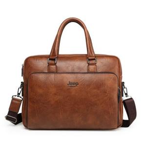 JEEP BULUO 14 Inch Laptop Business Bag Men Briefcases For Man Handbags Split Leather Office Large Capacity Bags
