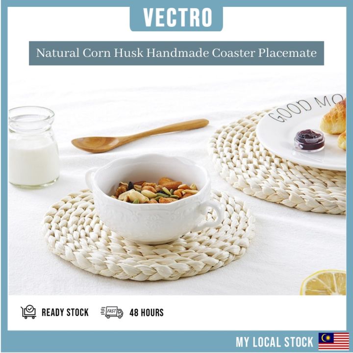 Natural Corn Husk Plate Pot Table Placemat Tablemat Dining Room Kitchen