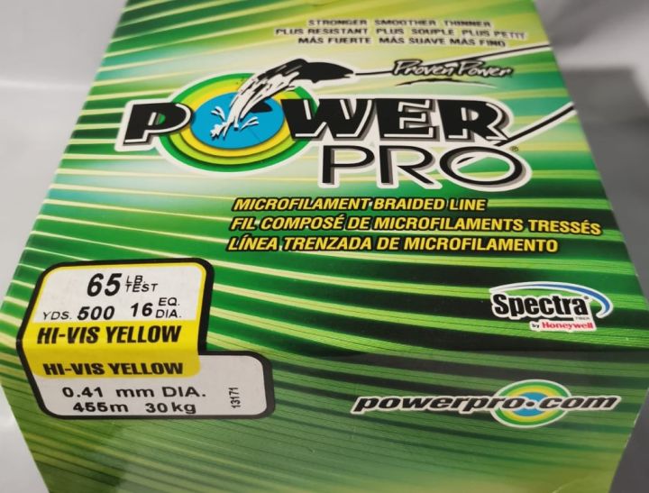 PowerPro Microfilament Braided Fishing Line; 65lb test 500yds 16 Eq Dia 0.41mm Dia 455m 30 kg