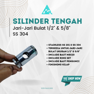 Silinder tengah 5/8" silinder tengah 1/2" Ss 304 Ss 201 tiang railing tangga stainless minimalis silinder tengah jari jari bulat