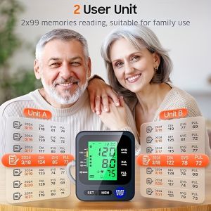【Original 】Blood Pressure Monitors for Home Use Digital Blood Pressure Machine with 3-Color Backlit Hypertension Display Upper Arm Large Cuff (22.1cm-41.91cm Adjustable) 2x99 MemoryEasy to use/Travel Black