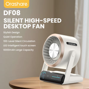 Orashare DF08 Desk Fan 100-Speed Touch 6000mAh Rechargeable with LED Display Wall Mount Desktop Fan