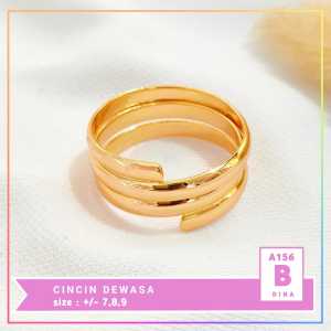 Cute Jewelry Cincin Dewasa Love Dubai Besar Permata Zirkon Perhiasan Lapis Emas Imitasi A156