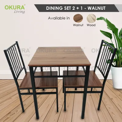 OKURA Dining Table Set with 2 Chairs Home Living / Meja makan / 2 Kerusi / 1 + 2 Dining Set
