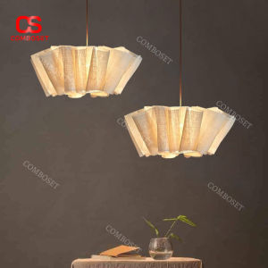 Đèn thả trần kiểu ô ngược phong cách Wabi-Sabi chao vải nghệ thuật dùng trang trí nội thất