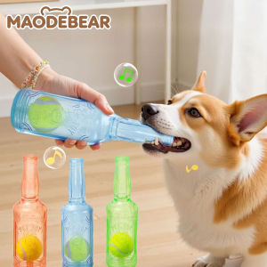MAODEBEAR Pet Squeaky Chew Toys Beer Bottle with Tennis Ball Grinding Teeth Dog Toys for Aggressive Chewers Indestructible Dog Toys