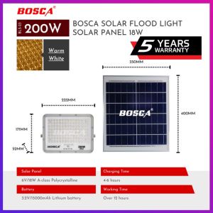 BOSCA 200W Square Lens Outdoor Split LED Solar Flood Light IP67 /W Remote Control BLS-23