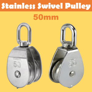 Twin Industrial Stainless Steel Double Wheel Swivel Pulley 50-100mm Grade 304 Industrial Swivel Block