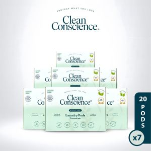 (Value Deal) Clean Conscience 5-in-1 Laundry Pods Odour Care - 20 Pods x7 | Zero Plastic Waste Pack