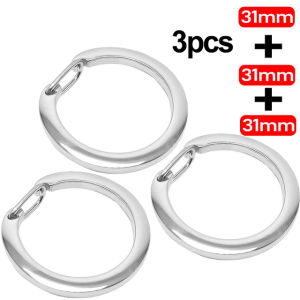 พวงกุญแจสแตนเลสเหล็กวงกลมรูปตัว C โลหะ3ชิ้นหัวเข็มขัดรวดเร็วกระเป๋าถือรูปตัว C พร้อมจี้แบบเปิด