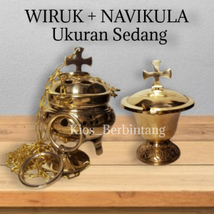 Wiruk Navikula Kuningan Set Ukuran Sedang Peralatan Liturgi dan Altar Katolik