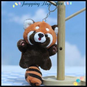 【Jumpping】 ตุ๊กตาหมีแพนด้าแดงรูปตัวการ์ตูนน่ารักมีจี้ตุ๊กตานุ่มนิ่มสำหรับเป็นของขวัญสำหรับเด็ก