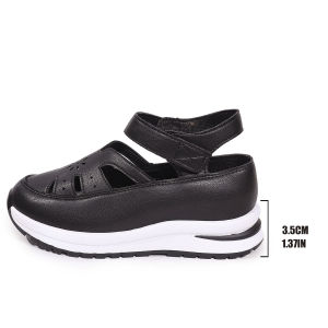 [Free Shipping] Round-Toe Plus-Size Sandals For Women Featuring A Trendy Wedge Heel A New Spring Design Roman-Style Cutouts And A Thick Sole With Velcro Straps