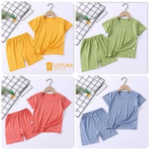 [Vải Thun] Quần áo Bé Trai Bé Gái LOTUKA dễ thương Bộ cộc tay cho bé mặc nhà Bộ quần áo trẻ em mùa hè 4-18kg