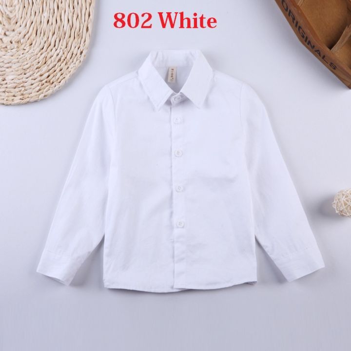 2 14 Years Toddler Kids Boys Polo Shirt Cotton Inner Shirt Wedding Party Stripe Solid Long Sleeve Blouse Tops Chirldren s White Pink Blue Red Lapel Button Down T shirts Bottoming Formal Wear Inside Dr...