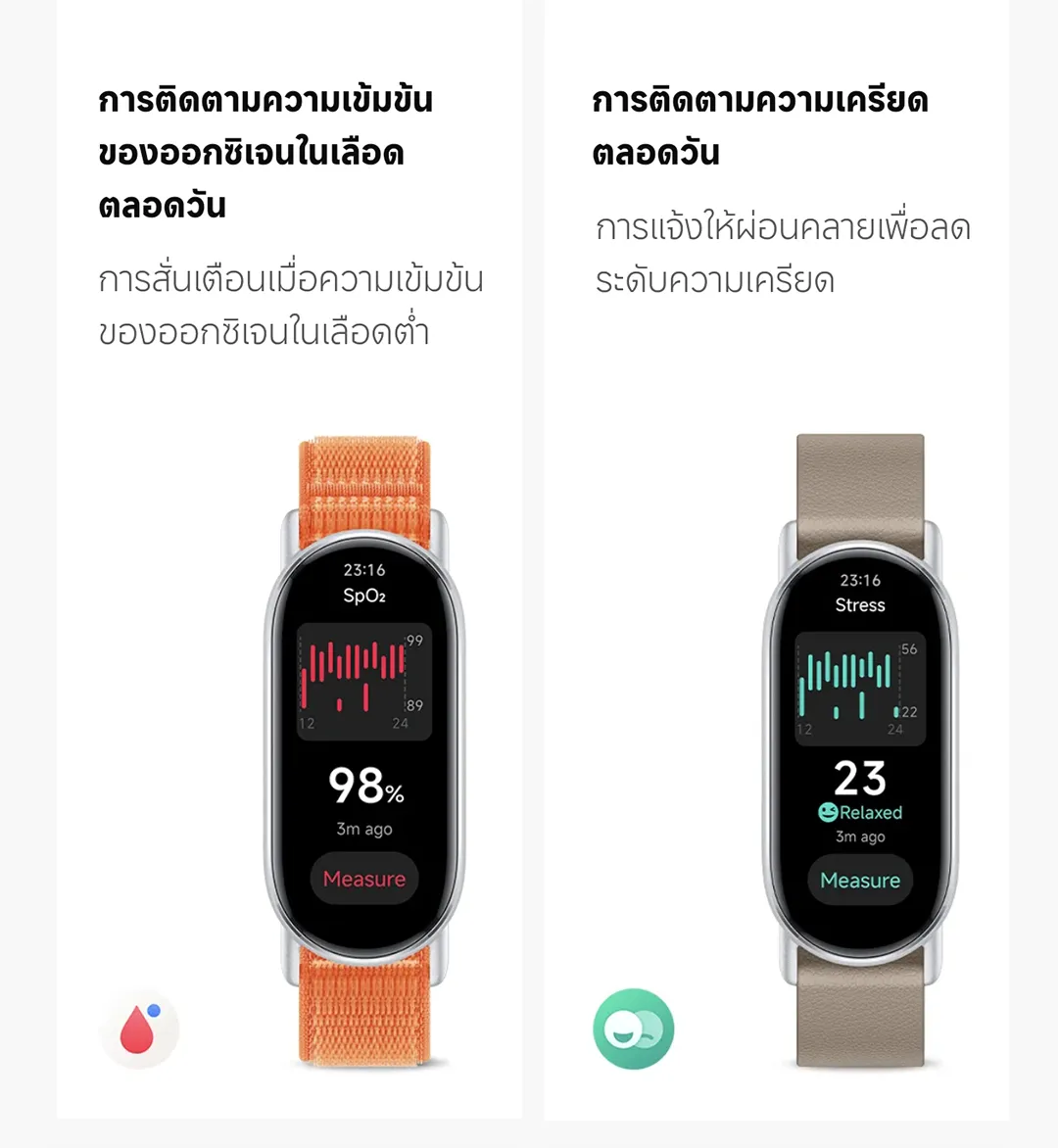 Xiaomi Band 9 Smart นาฬิกาสมาร์ทวอทช์ การวัดออกซิเจนในเลือด หน้าจอ1.62" 60Hz AMOLED การปรับความสว่างได้อัจฉริยะ