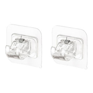 2Pcs Punch-free Adjustable 360°Rotation Curtain Rod Holder Clamp Hooks Self Adhesive Clothes Rail Bracket Triangle Ring Hooks