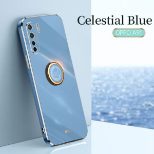 LEEWINDA For OPPO F15 A91 Phone CaseFor OPPO Reno 3 CasesPorcelain Crystal Straight Side Electro Plating TPU Soft Shell All-inclusive lens Protection Back Cover