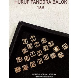 Pandora emas asli 70 75 16k 17k charm huruf kubus putih alpabet gelang liontin kalung abjad whitegold