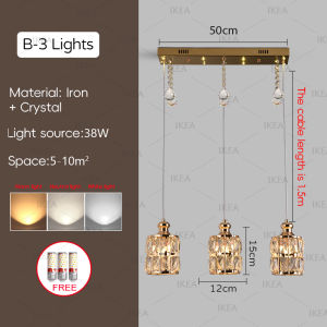 Crystal Dining Room Chandeliers Bedroom Lamp Decorative Bar Pendant Lights Living Room Ceiling Lamps
