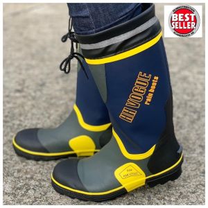 YCAMEL 2023 size 37-46 Mens Steel Nail-soled Rainboots Rubber Fishing Boots Anti-skid Gumboots Fashionable Snowshoes with Steel Toe Cap Rubber Shoes
