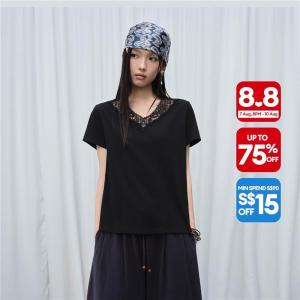 Giordano Women Women Hollow Out T-Shirt Free Shipping 18326216
