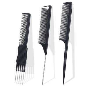 TsMADDTs Rat Tail Combs for Women and Men Hair Combs Set for Braiding 3pcs Carbon Back combing for Braiding Parting Styling Fine Tooth for Women & Men Durable for Salon Use