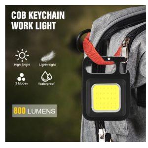 USB LED Work Light Mini Keychain Pocket with 3 Light Modes and attached Mini Torch Bottle Opener