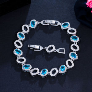 SEQUITO Free Shipping Fashion Silvery Jewelry Pave Twinkle Yellow Crystal Oval Charm Adjustable Tennis Bracelet for Ladies B130