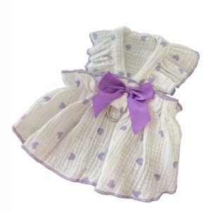 OUTOPEN Big Bow Dog Cotton Dress Costume Breathable Pet Dress Chihuahua Cute Puppy Dress Small Medium Dog