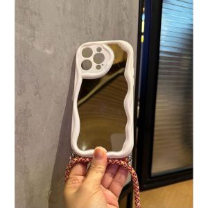 0024 VVV CASE SLINGCASE WAVE MIRROR TPU cover for hp IPHONE X XS XSMAX XR 14 7+ 8+ 12 7 8 Se 20 22 11 11pro 11PROMAX 12PROMAX 13PROMAX 13 13PRO 15 15PRO 15PLUS 15PROMAX 14PROMAX casing lanyard tali selempang silikon gelombang kaca hitam bening putih